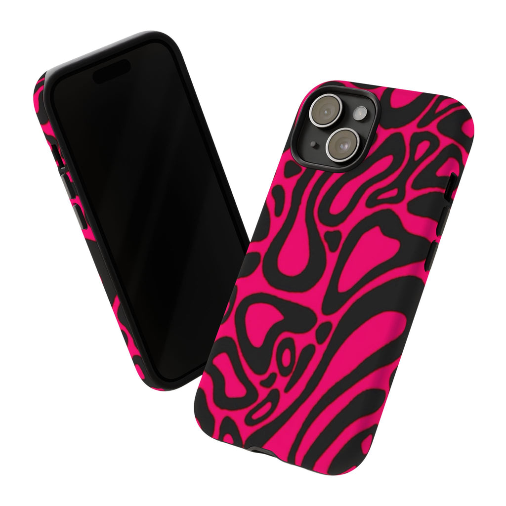 Bold Pink Patterned Phone Case, Stylish Tough Case, Trendy Accessory, Gift for Her, Tech Protection