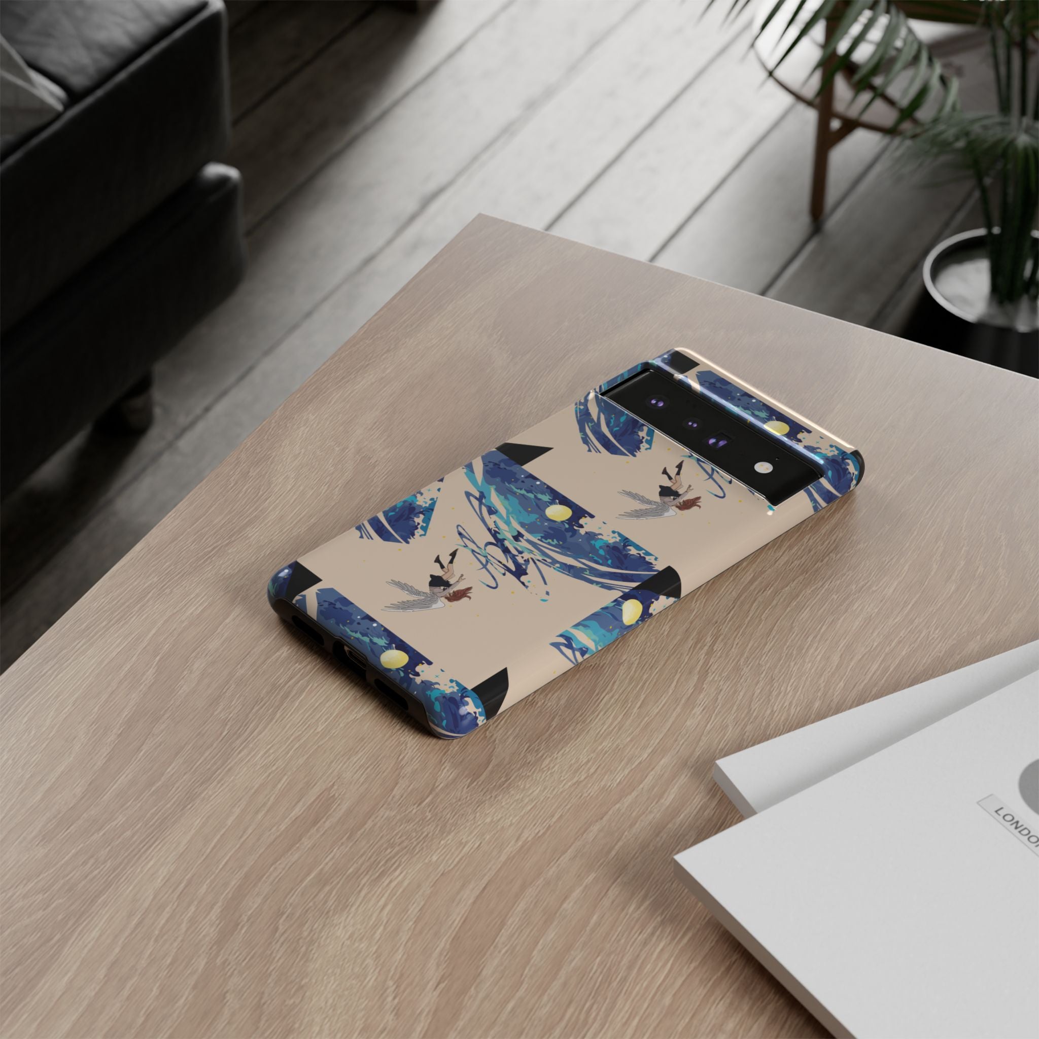 Artistic Phone Case with Abstract Design, Vivid Blue Waves and Fish, Stylish Phone Accessory, Unique Gift Idea, Trendy Tech Decor, [...]