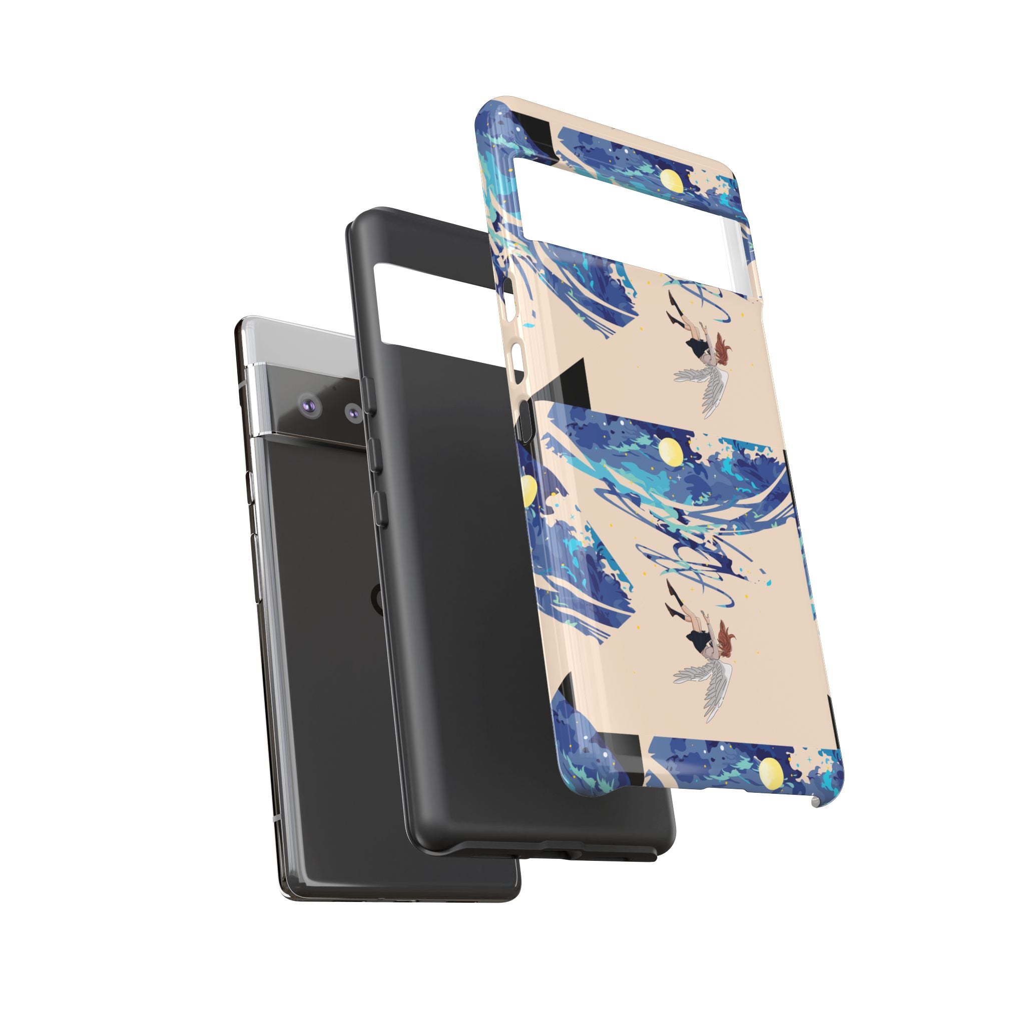 Artistic Phone Case with Abstract Design, Vivid Blue Waves and Fish, Stylish Phone Accessory, Unique Gift Idea, Trendy Tech Decor, [...]