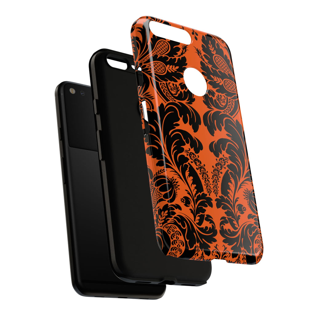 Elegant Phone Case with Orange Floral Design | Tough Cases, Smartphone Cover, Gift for Her, Floral Patterns, Stylish Accessories