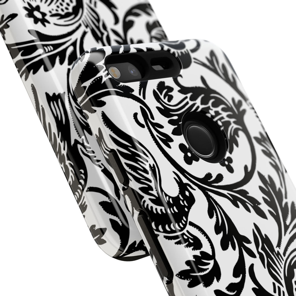Elegant Black Floral Phone Case, Tough Cases, Stylish Phone Protection, Gift for Her, Floral Design, Trendy Accessories