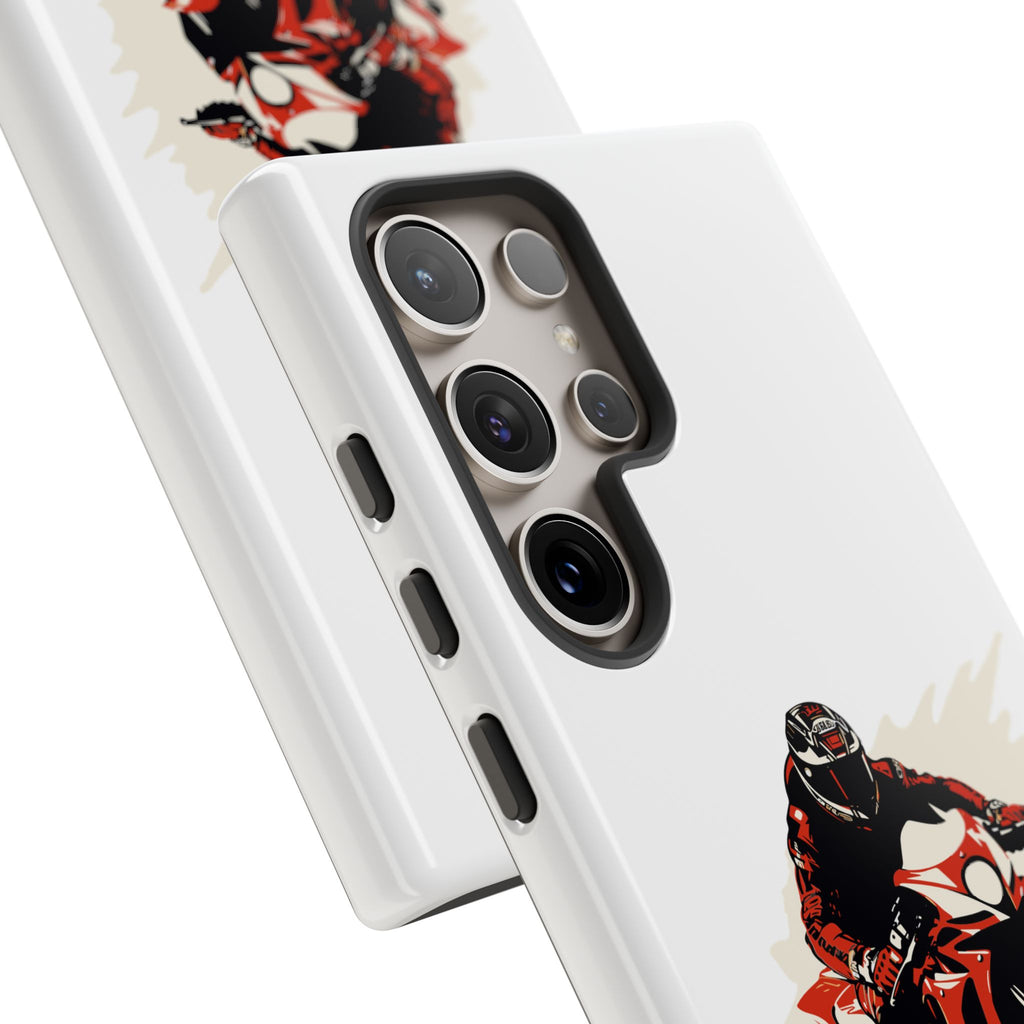 Motorcycle Phone Case, Tough Cases for Riders, Biker Accessory, Gifts for Motorcyclists, Red Bike Design