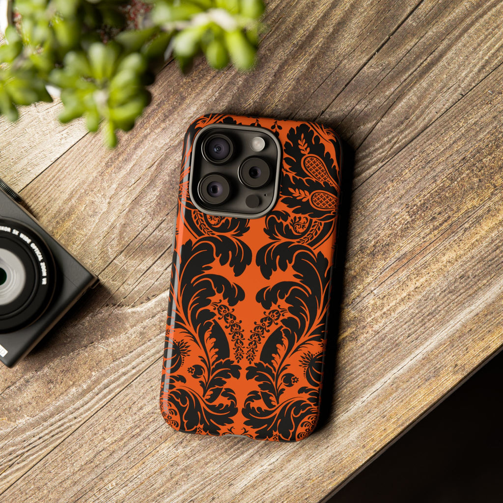 Elegant Phone Case with Orange Floral Design | Tough Cases, Smartphone Cover, Gift for Her, Floral Patterns, Stylish Accessories