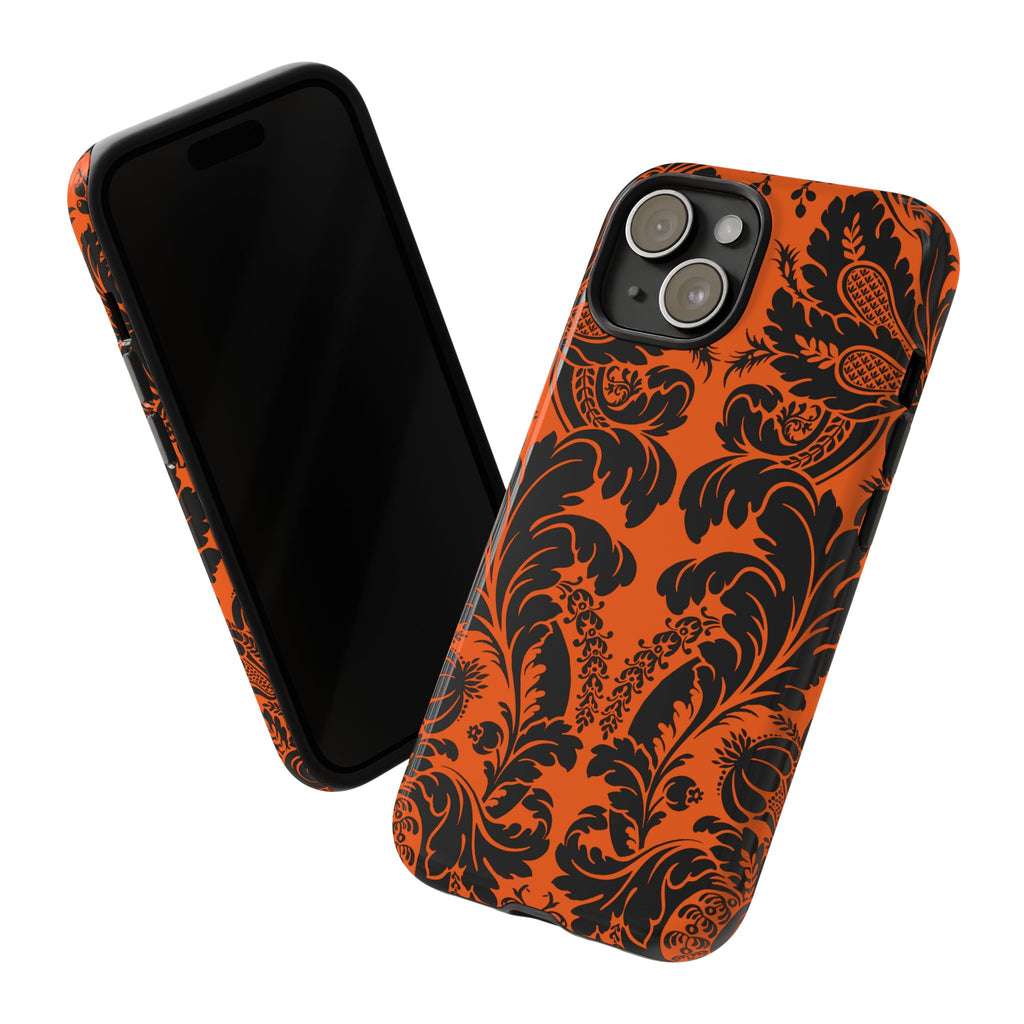 Elegant Phone Case with Orange Floral Design | Tough Cases, Smartphone Cover, Gift for Her, Floral Patterns, Stylish Accessories
