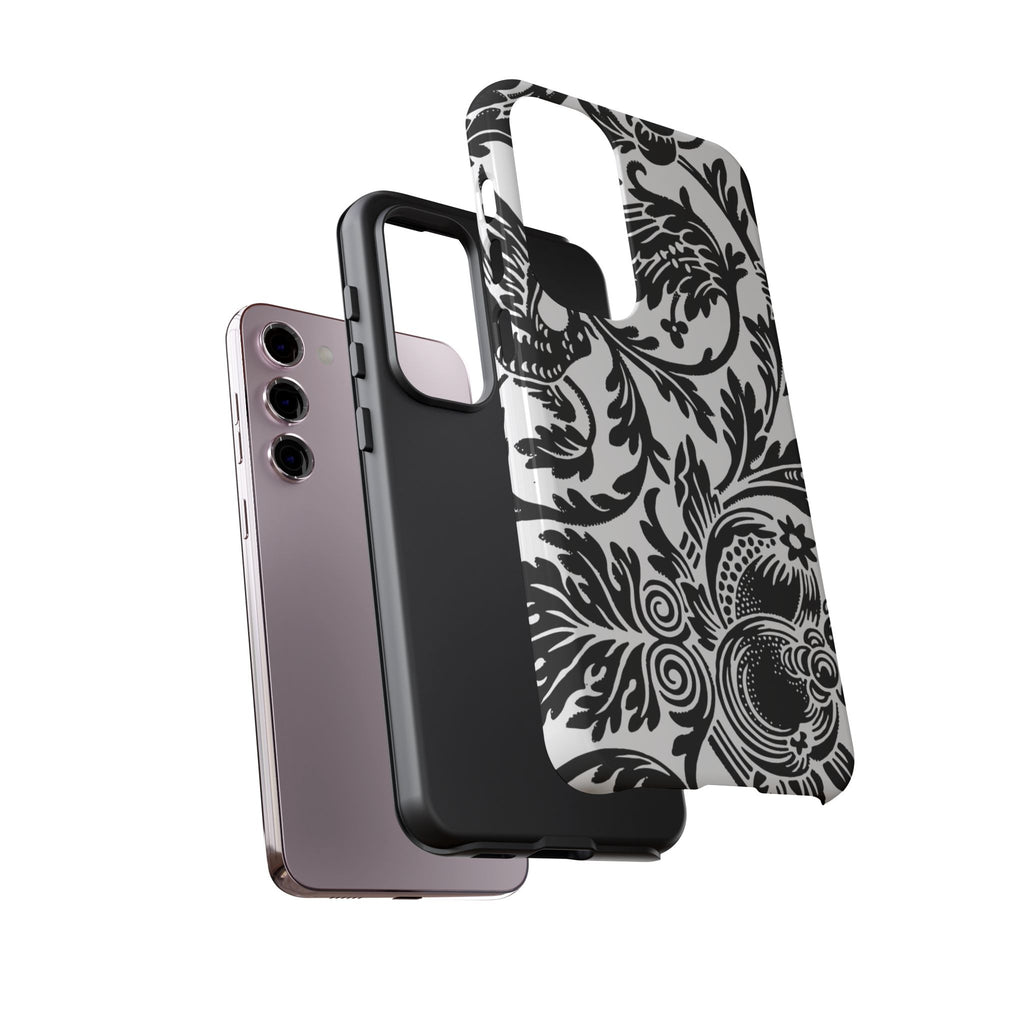 Elegant Black Floral Phone Case, Tough Cases, Stylish Phone Protection, Gift for Her, Floral Design, Trendy Accessories