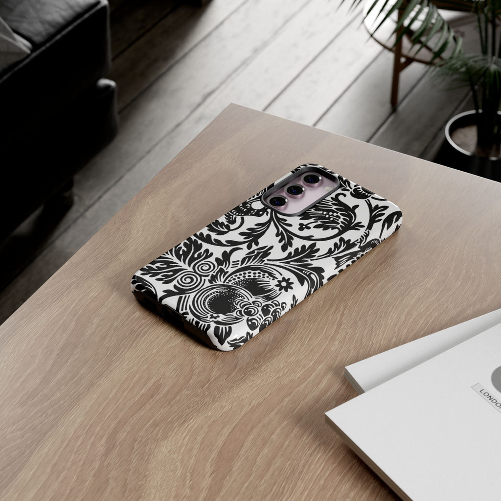 Elegant Black Floral Phone Case, Tough Cases, Stylish Phone Protection, Gift for Her, Floral Design, Trendy Accessories