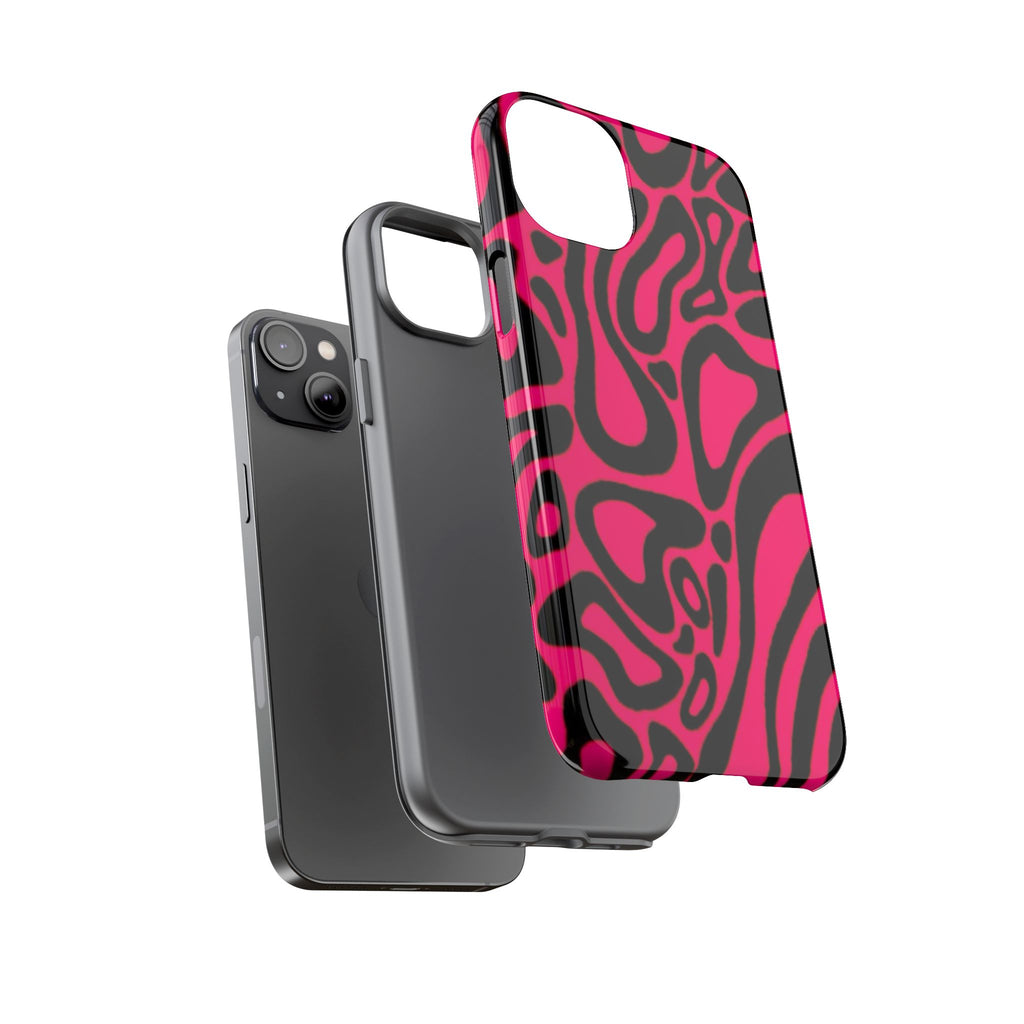 Bold Pink Patterned Phone Case, Stylish Tough Case, Trendy Accessory, Gift for Her, Tech Protection