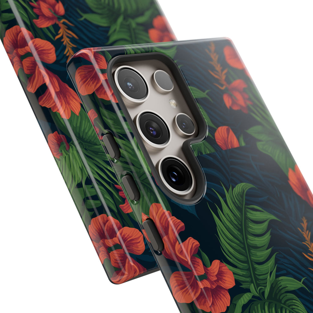 Tropical Phone Case with Floral Design, Eco-Friendly Protection for Summer Vibes, Ideal Gift for Nature Lovers, Vibrant Background