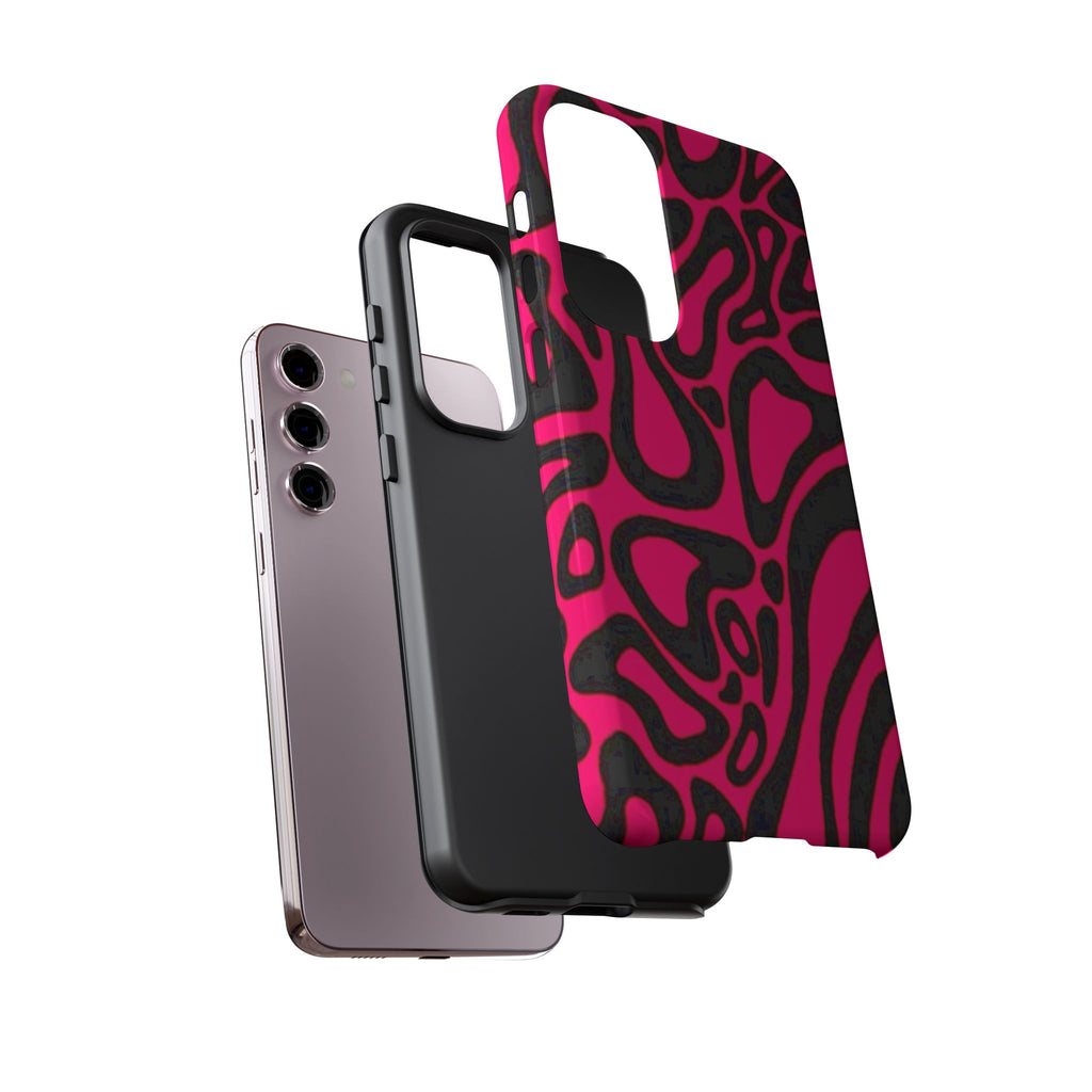 Bold Pink Patterned Phone Case, Stylish Tough Case, Trendy Accessory, Gift for Her, Tech Protection