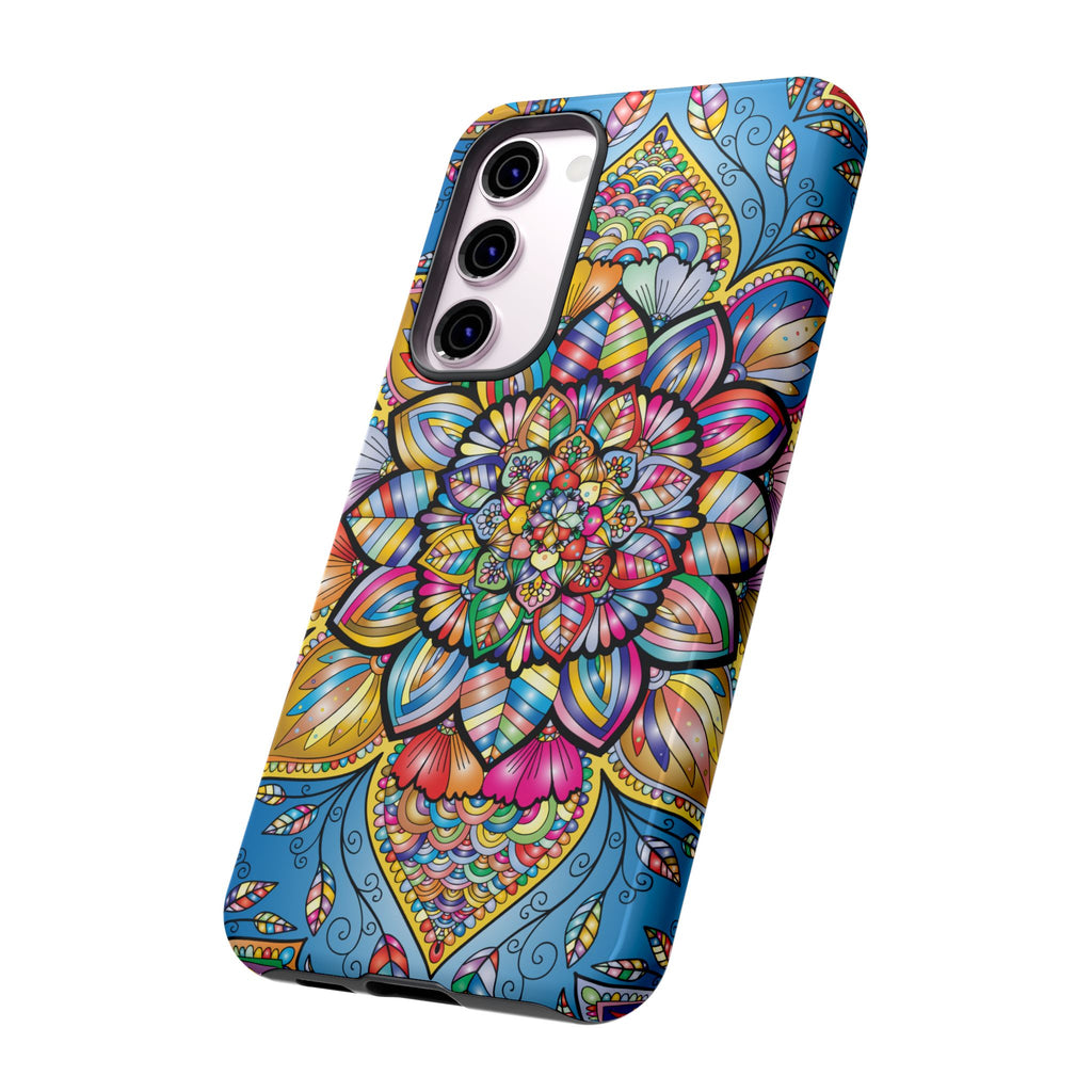 Vibrant Floral Phone Case, Tough Phone Cover, Colorful Mobile Accessory, Artistic Gift, Mandala Design, Everyday Use