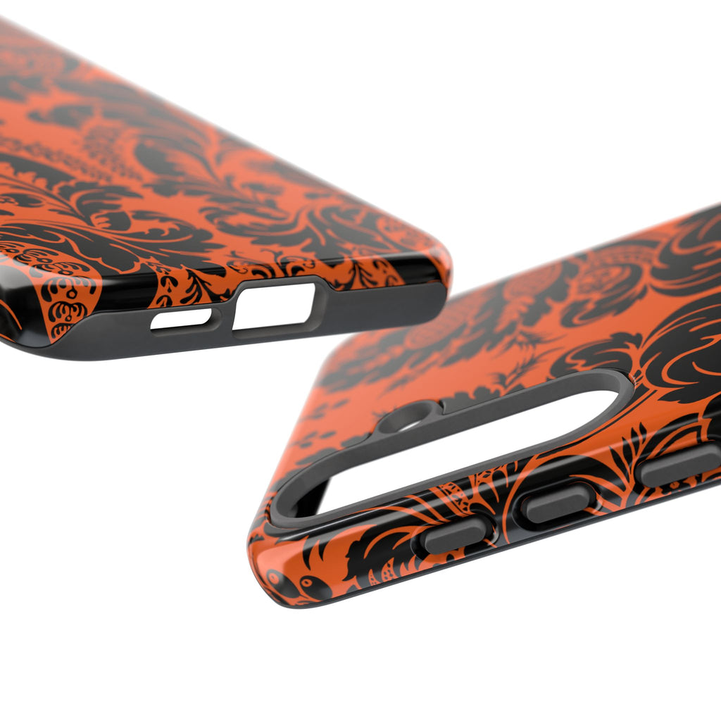 Elegant Phone Case with Orange Floral Design | Tough Cases, Smartphone Cover, Gift for Her, Floral Patterns, Stylish Accessories