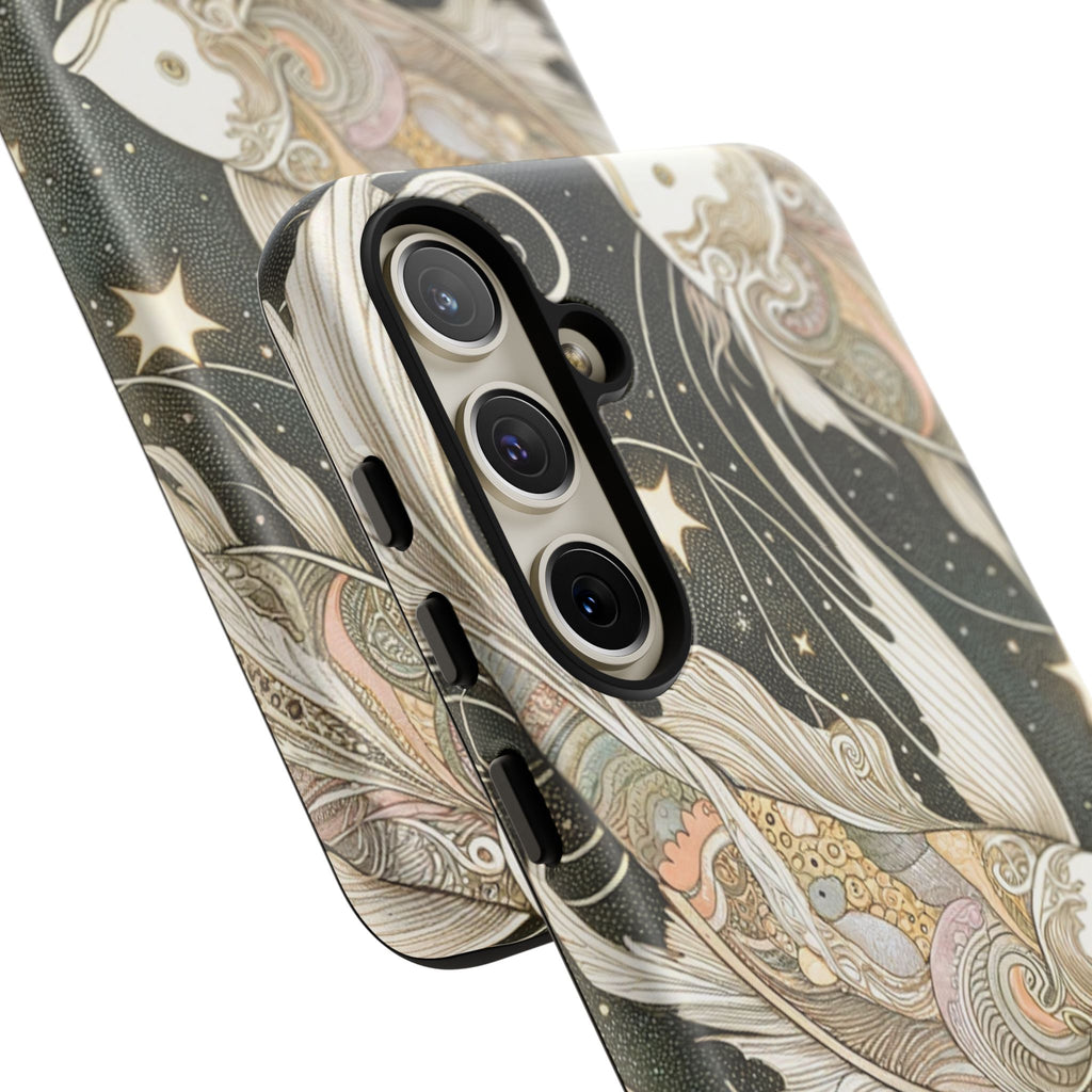 Artistic Phone Case, Cosmic Fish Design, Phone Accessory, Unique Gift, Zodiac Decor, Starry Night Vibes