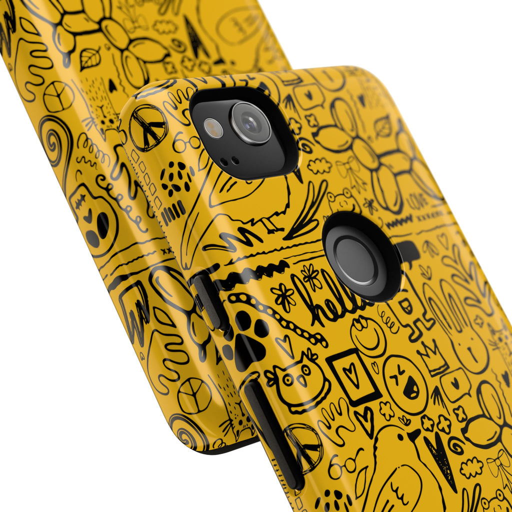 Vibrant Phone Case, Cute Yellow Floral iPhone Cover, Stylish Tough Case, Fun Phone Accessory, Perfect Gift for Teens