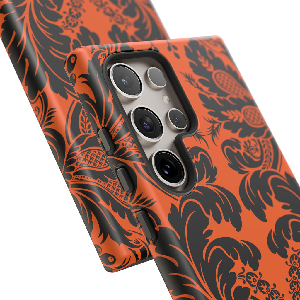 Elegant Phone Case with Orange Floral Design | Tough Cases, Smartphone Cover, Gift for Her, Floral Patterns, Stylish Accessories