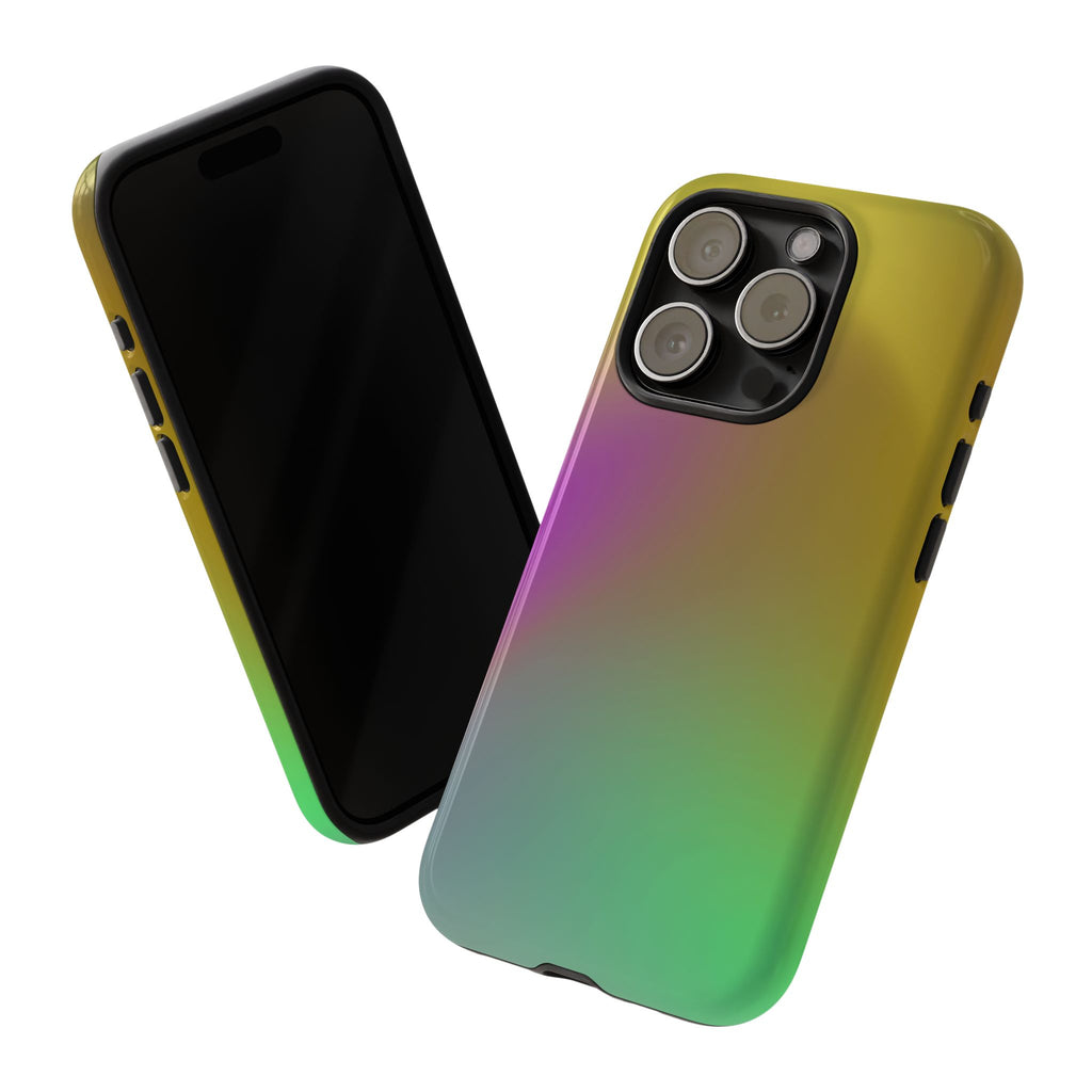 Vibrant Phone Case, Tough Cases, Colorful Phone Cover, Durable Mobile Case, Yellow Green Gradient Design