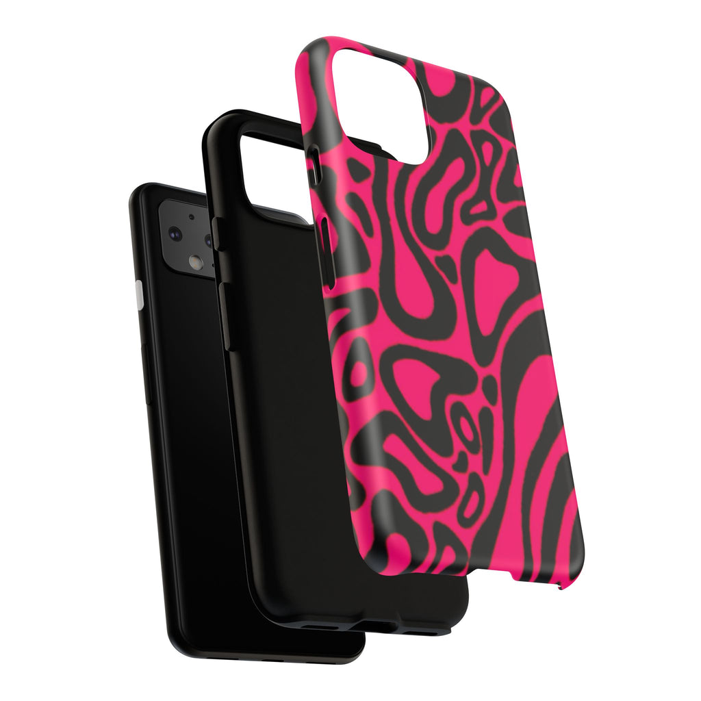 Bold Pink Patterned Phone Case, Stylish Tough Case, Trendy Accessory, Gift for Her, Tech Protection