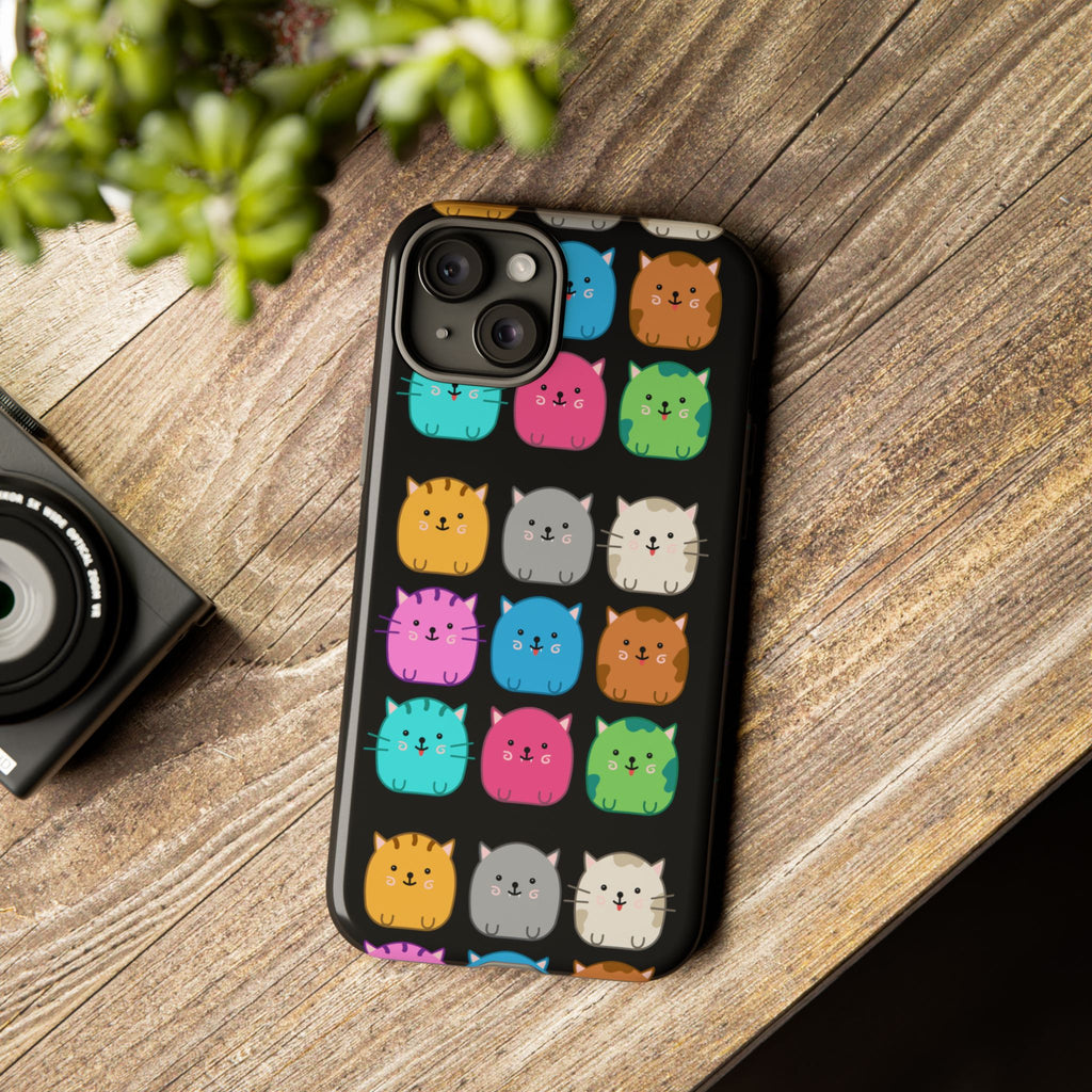 Cute Cat Phone Case, Kawaii Animal Lover Gift, Tough Phone Cover for Kids and Adults, Fun Cat Designs for Birthdays, Pet Lovers