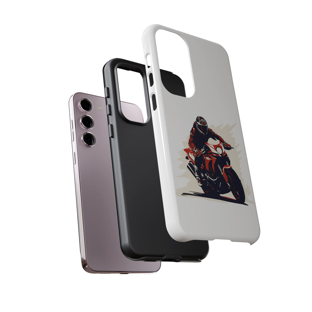 Motorcycle Phone Case, Tough Cases for Riders, Biker Accessory, Gifts for Motorcyclists, Red Bike Design