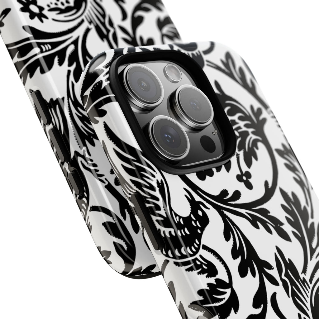 Elegant Black Floral Phone Case, Tough Cases, Stylish Phone Protection, Gift for Her, Floral Design, Trendy Accessories