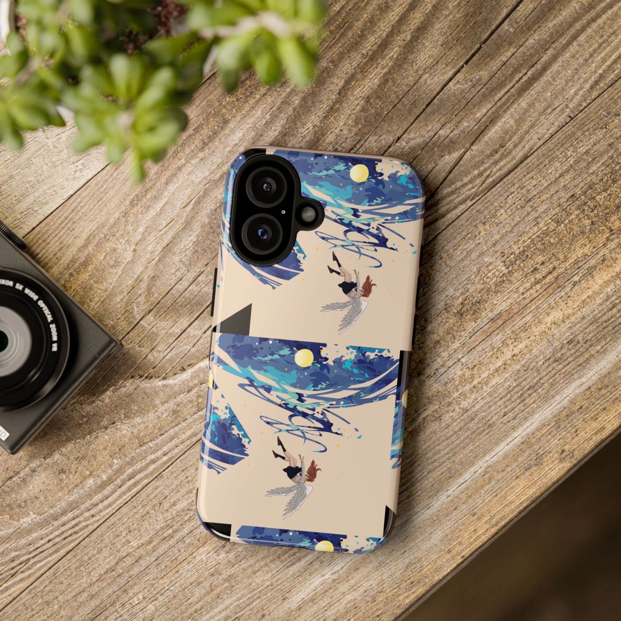 Artistic Phone Case with Abstract Design, Vivid Blue Waves and Fish, Stylish Phone Accessory, Unique Gift Idea, Trendy Tech Decor, [...]