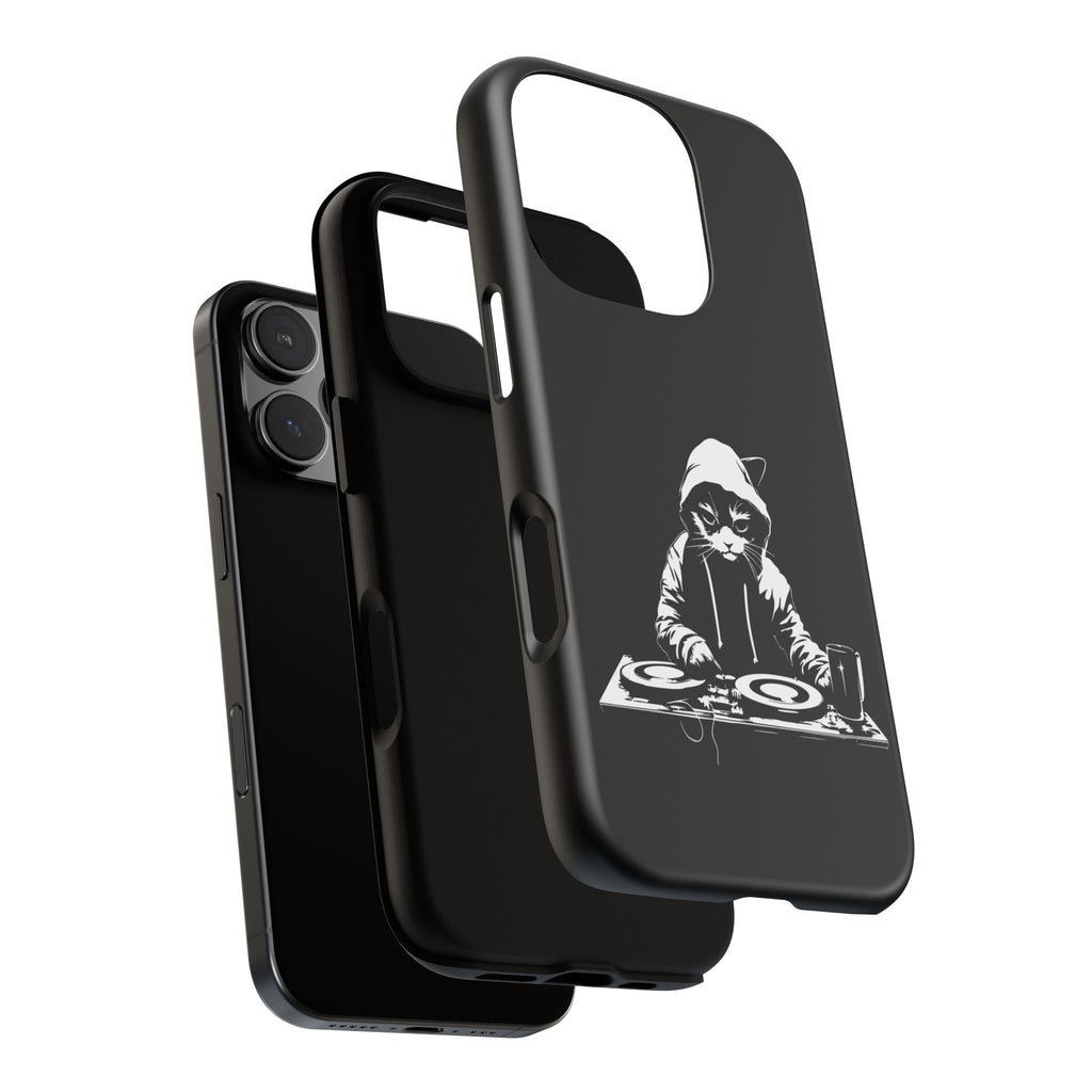 DJ Cat Phone Case, Tough Phone Cover, Pet Lover Gift, Music Enthusiast Accessory, Cute Cat Decor, Unique Case Design