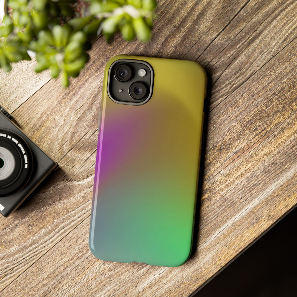 Vibrant Phone Case, Tough Cases, Colorful Phone Cover, Durable Mobile Case, Yellow Green Gradient Design