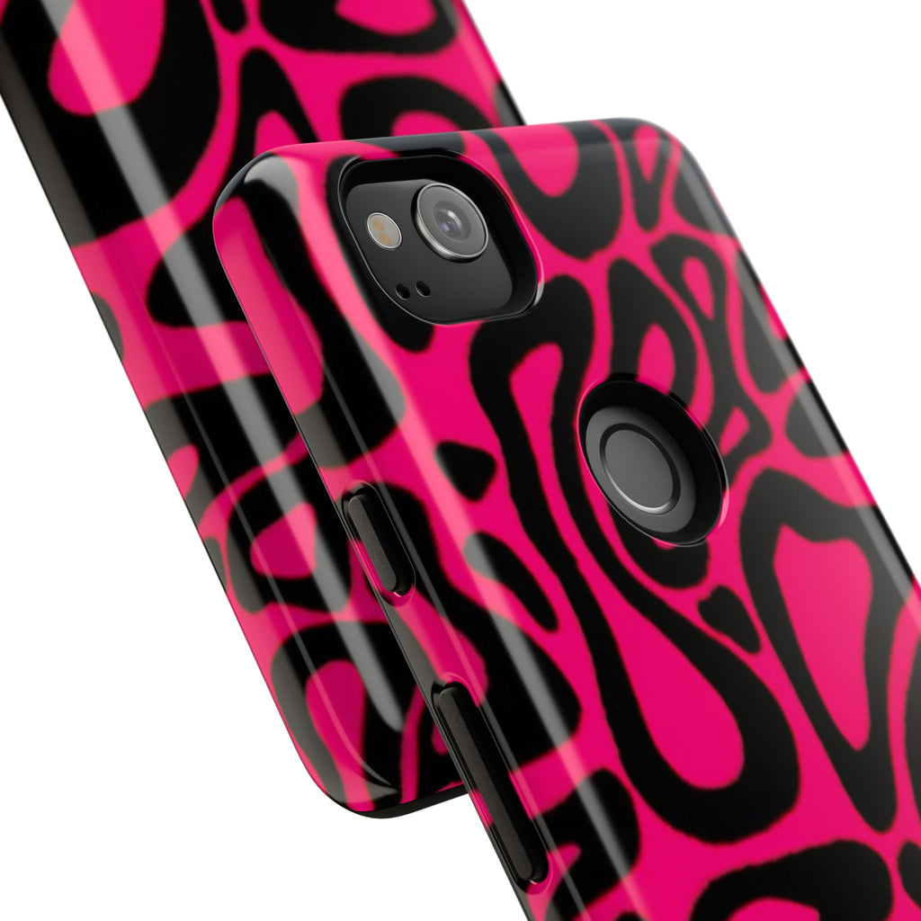 Bold Pink Patterned Phone Case, Stylish Tough Case, Trendy Accessory, Gift for Her, Tech Protection