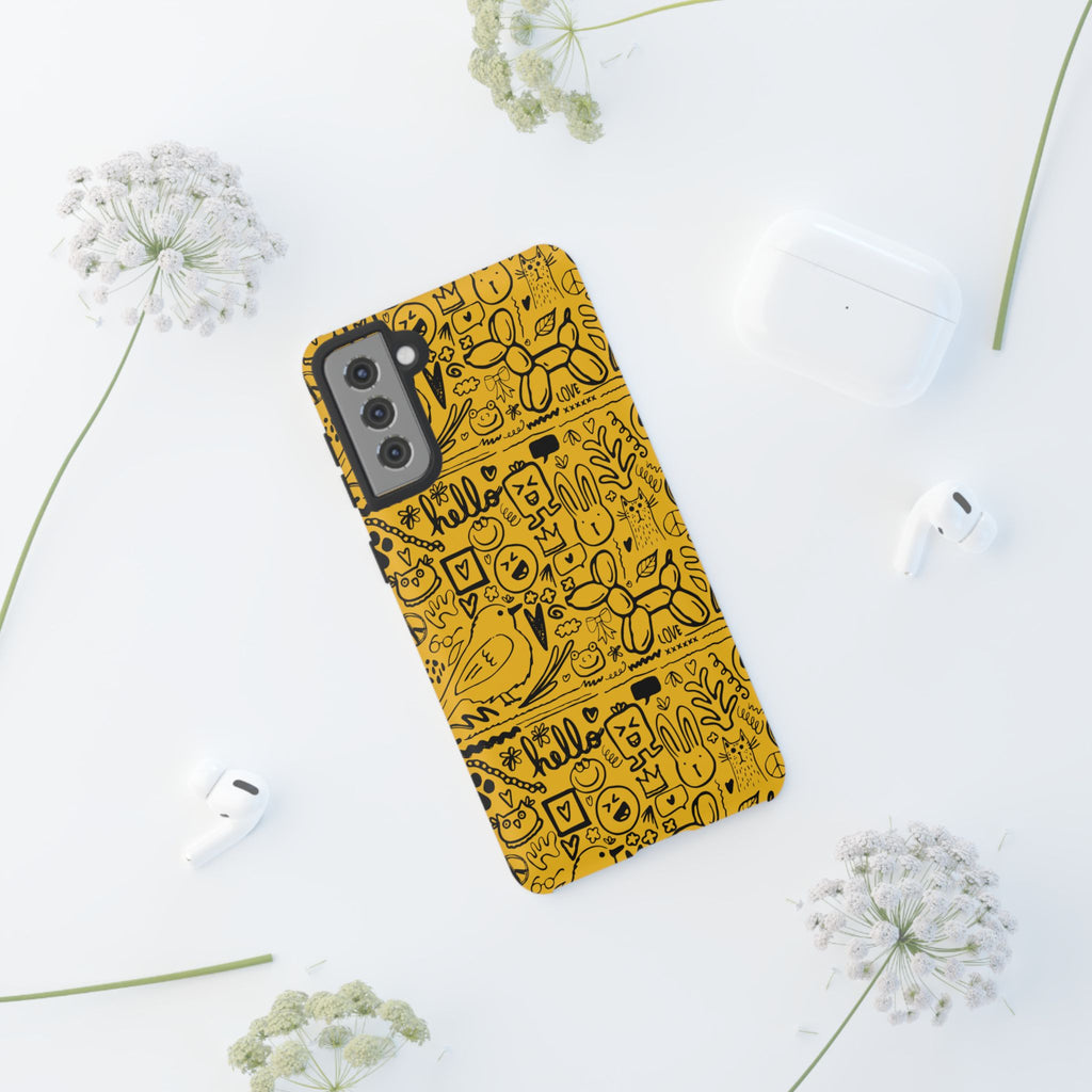 Vibrant Phone Case, Cute Yellow Floral iPhone Cover, Stylish Tough Case, Fun Phone Accessory, Perfect Gift for Teens