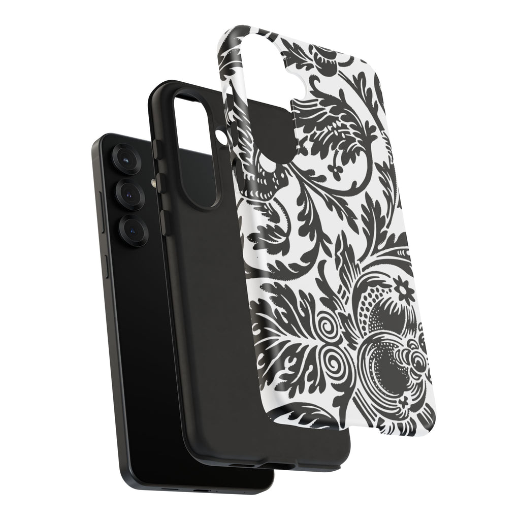 Elegant Black Floral Phone Case, Tough Cases, Stylish Phone Protection, Gift for Her, Floral Design, Trendy Accessories