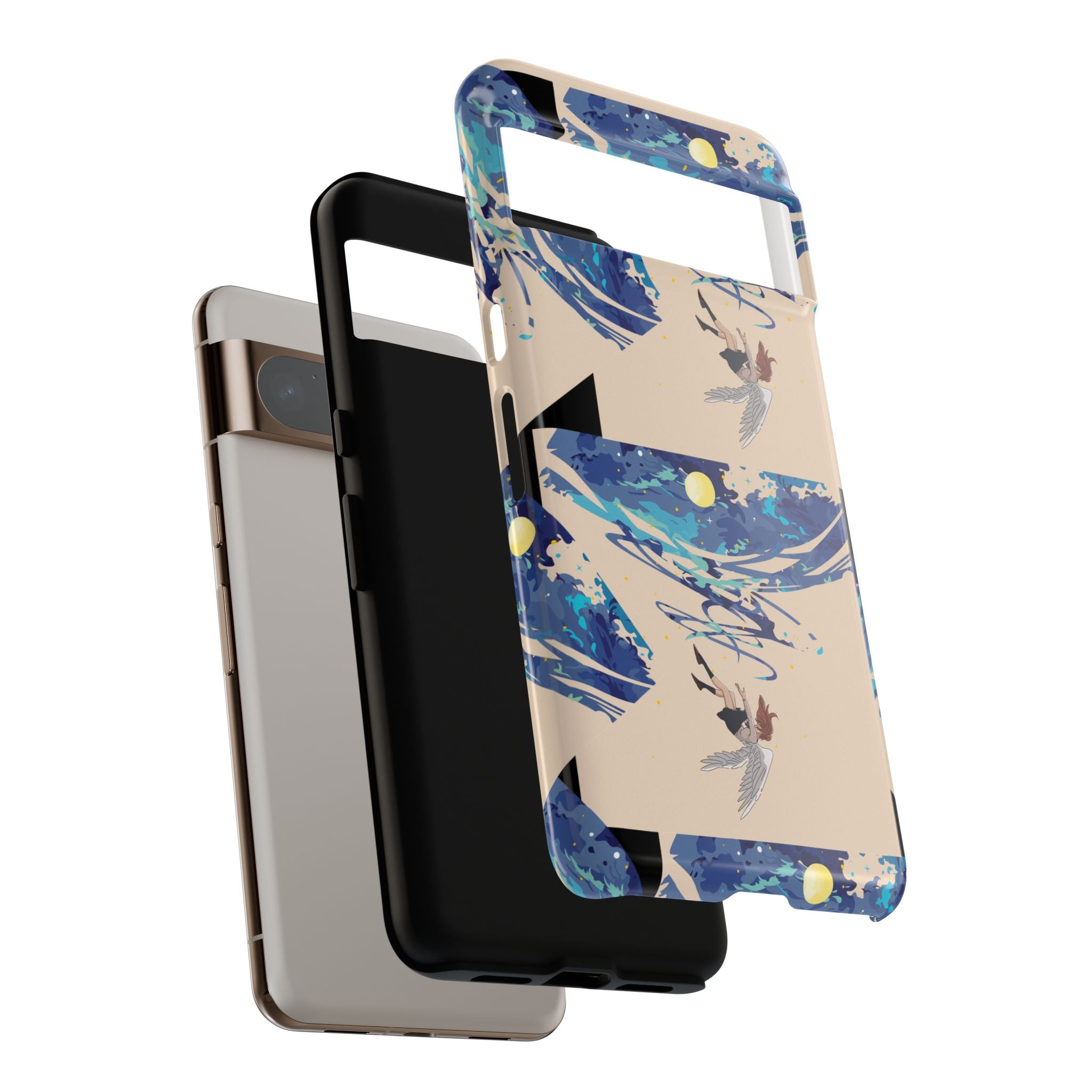 Artistic Phone Case with Abstract Design, Vivid Blue Waves and Fish, Stylish Phone Accessory, Unique Gift Idea, Trendy Tech Decor, [...]