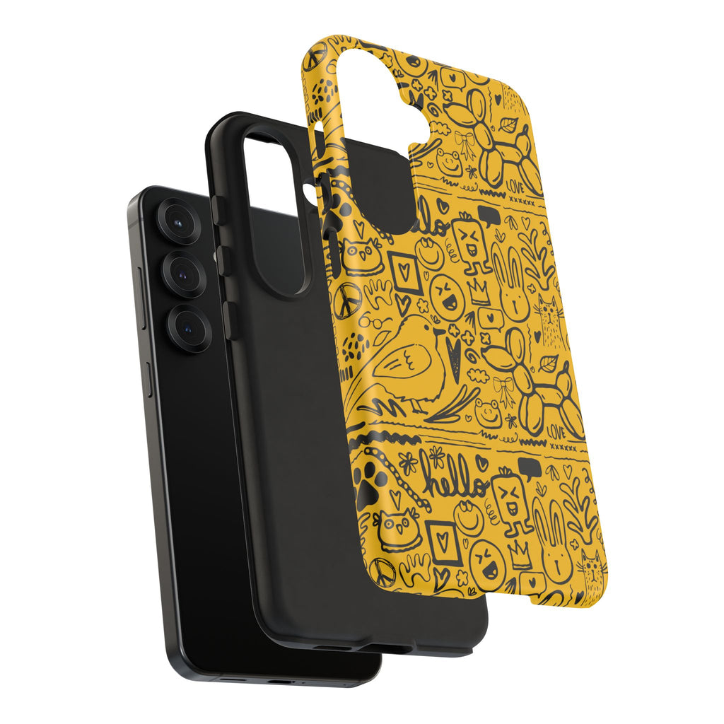 Vibrant Phone Case, Cute Yellow Floral iPhone Cover, Stylish Tough Case, Fun Phone Accessory, Perfect Gift for Teens