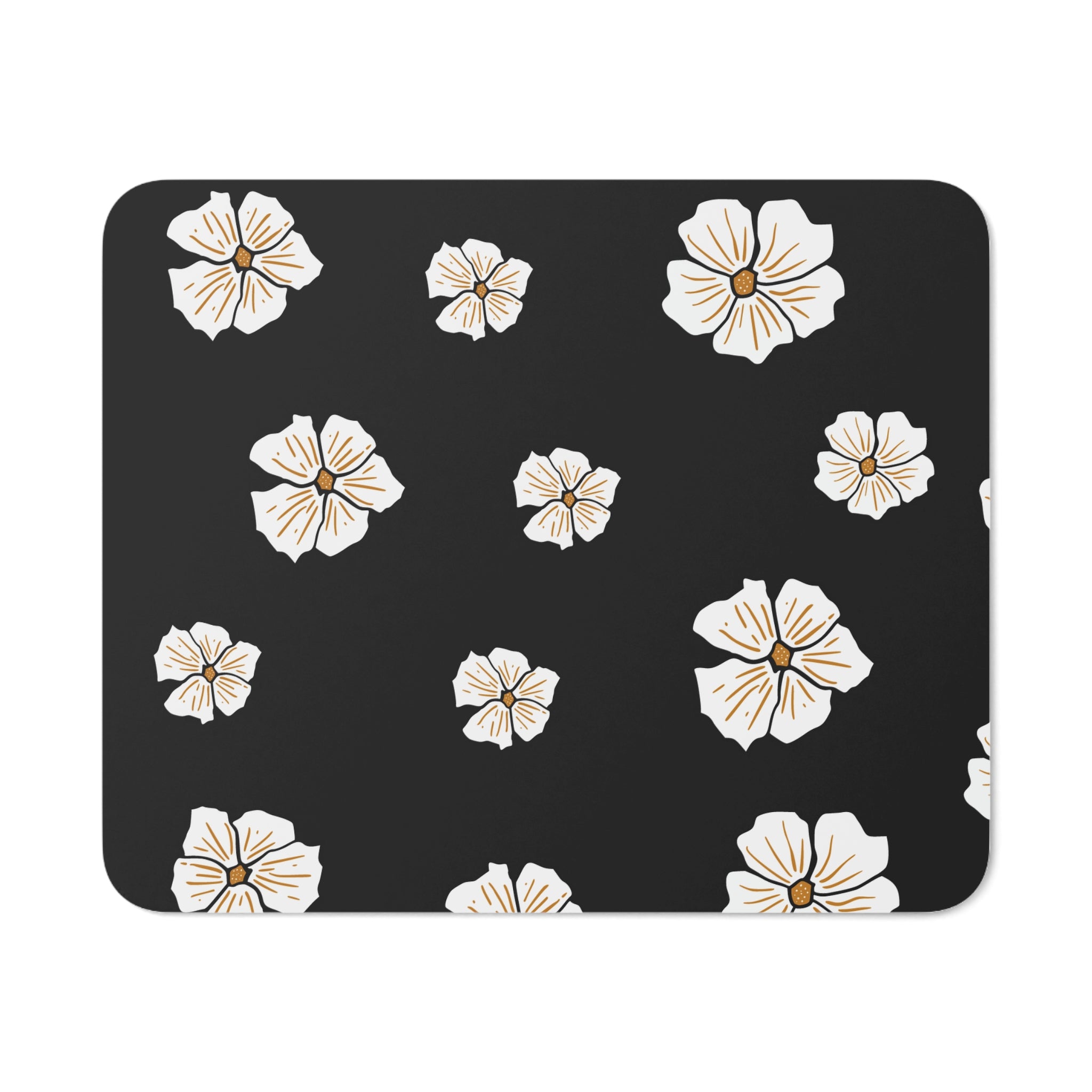 Floral Desk Mouse Pad, Office Decor, Computer Accessories, Gift for Her, Work from Home Essentials, Black and White Design