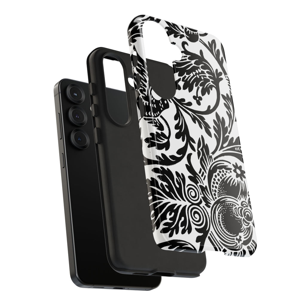 Elegant Black Floral Phone Case, Tough Cases, Stylish Phone Protection, Gift for Her, Floral Design, Trendy Accessories