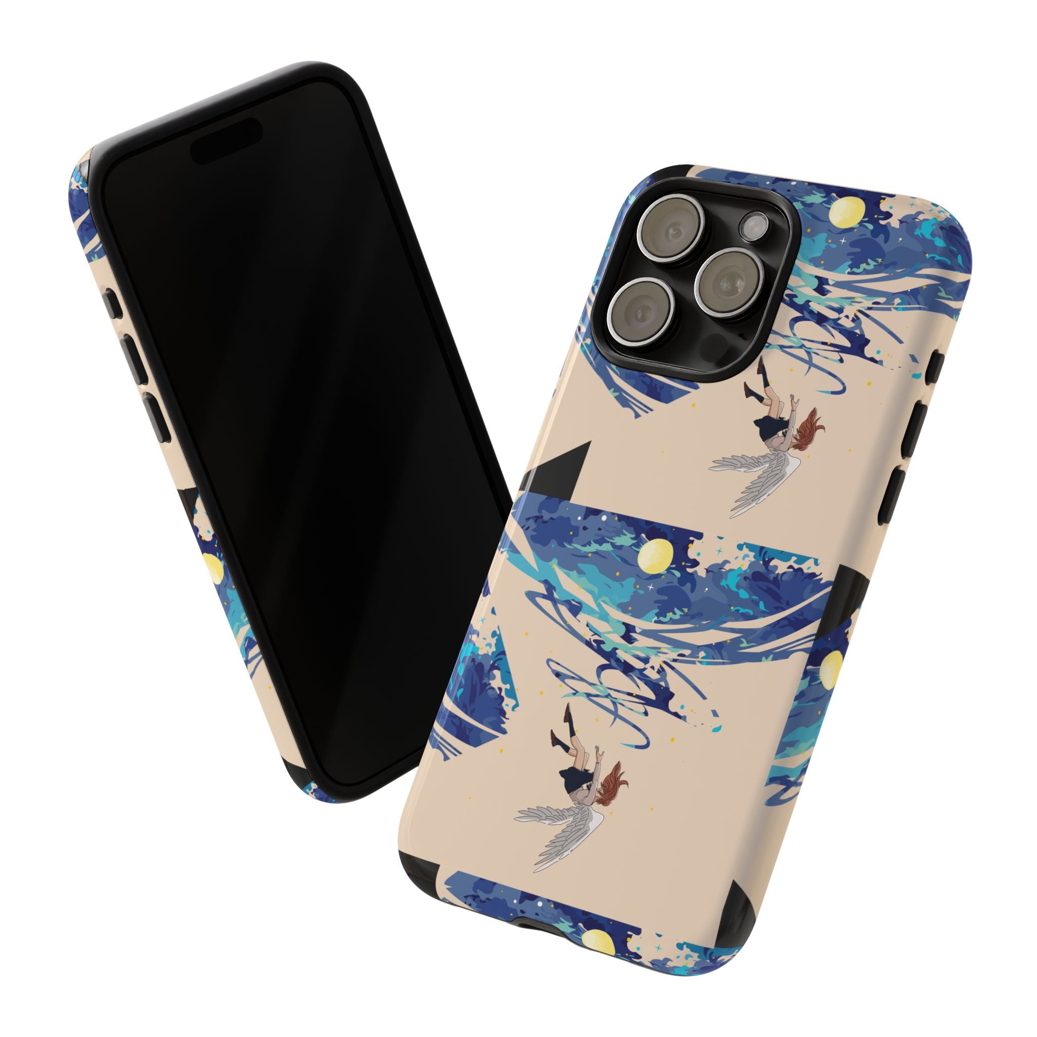 Artistic Phone Case with Abstract Design, Vivid Blue Waves and Fish, Stylish Phone Accessory, Unique Gift Idea, Trendy Tech Decor, [...]