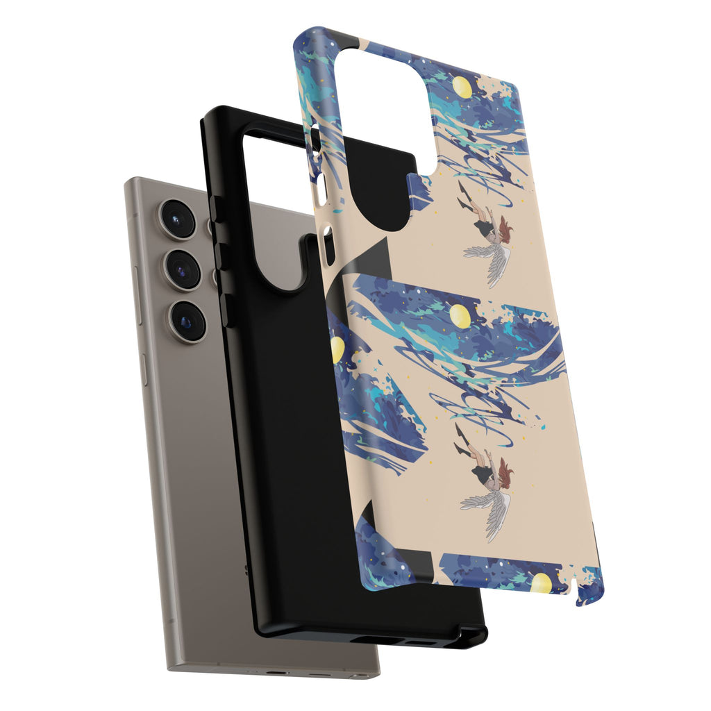 Artistic Phone Case with Abstract Design, Vivid Blue Waves and Fish, Stylish Phone Accessory, Unique Gift Idea, Trendy Tech Decor, [...]