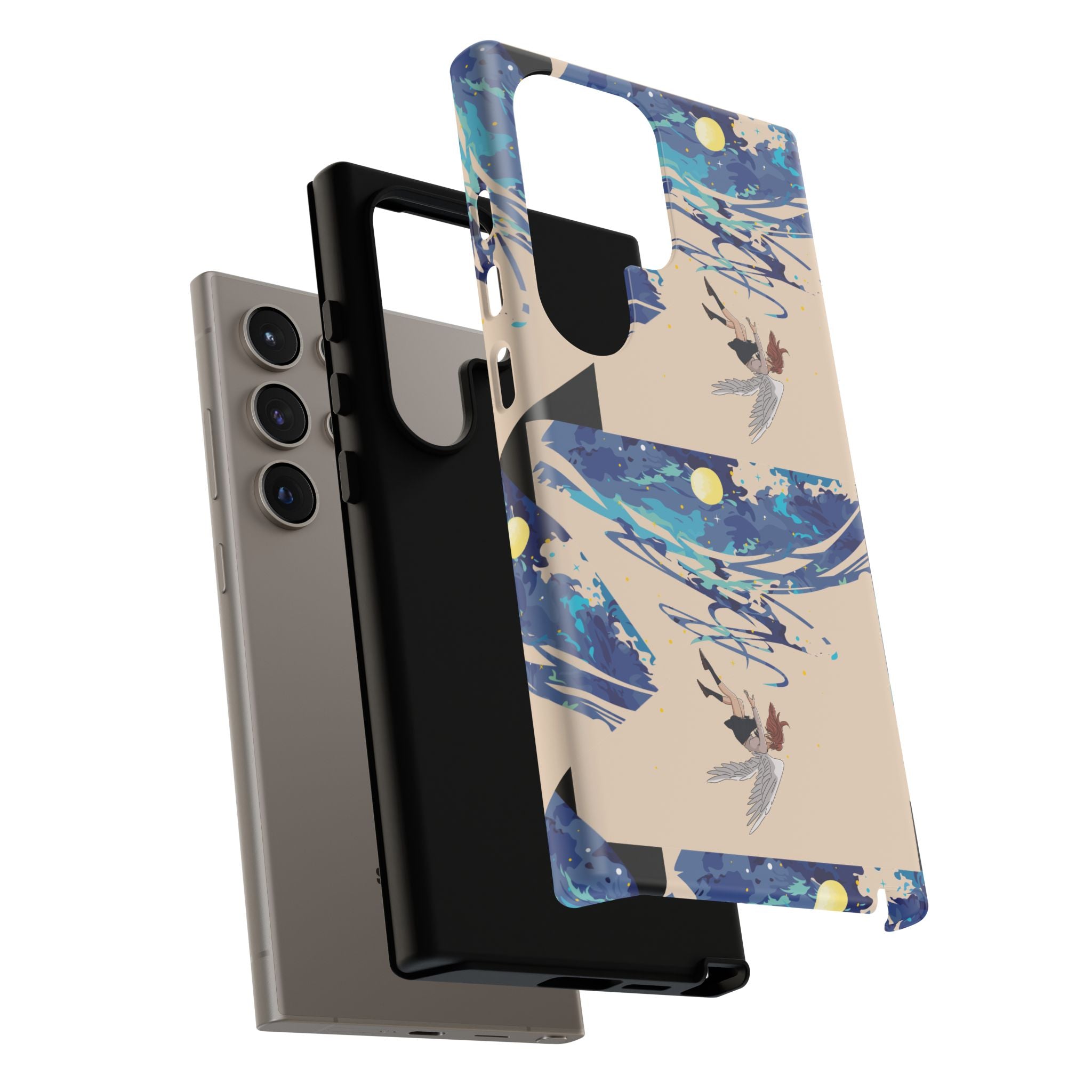 Artistic Phone Case with Abstract Design, Vivid Blue Waves and Fish, Stylish Phone Accessory, Unique Gift Idea, Trendy Tech Decor, [...]