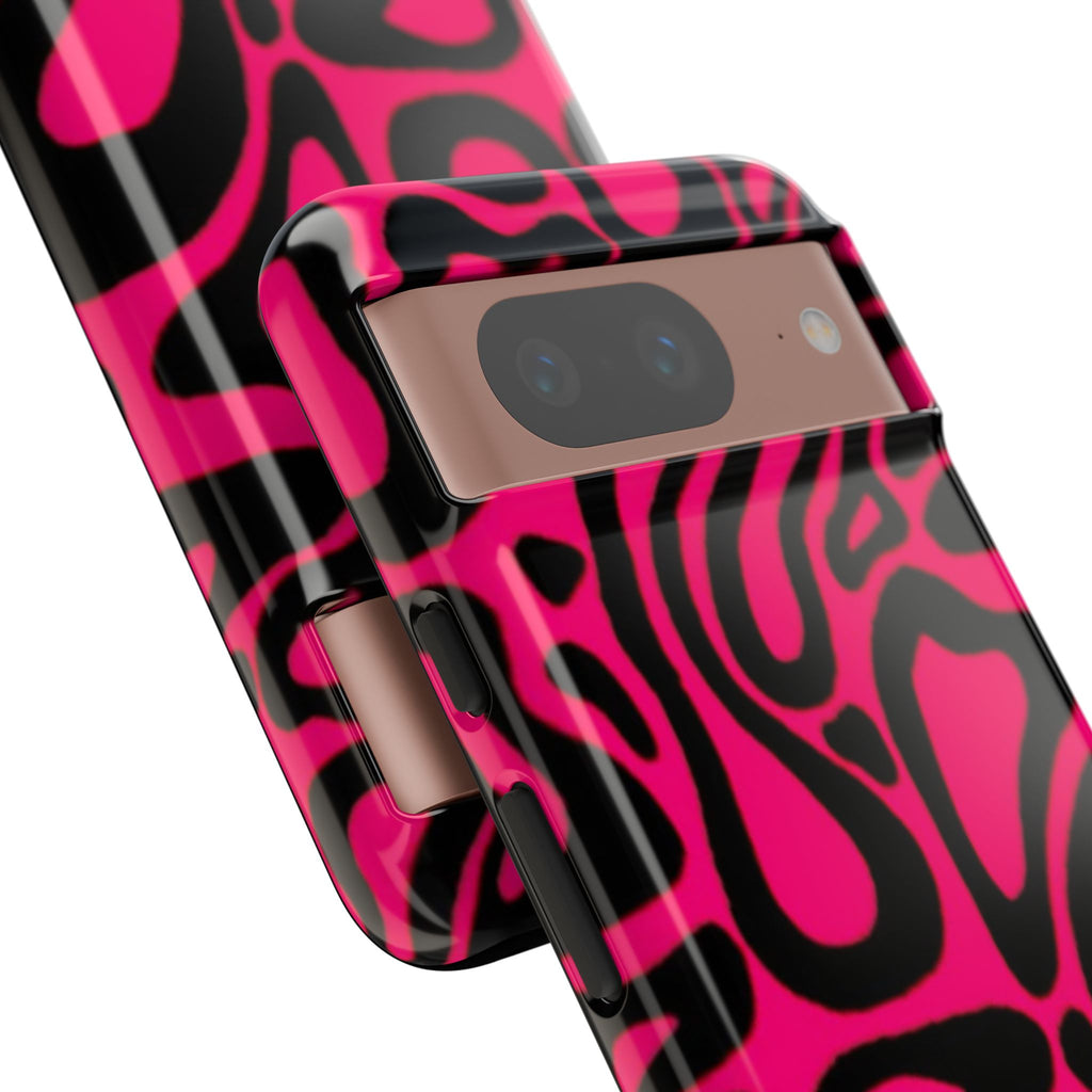 Bold Pink Patterned Phone Case, Stylish Tough Case, Trendy Accessory, Gift for Her, Tech Protection