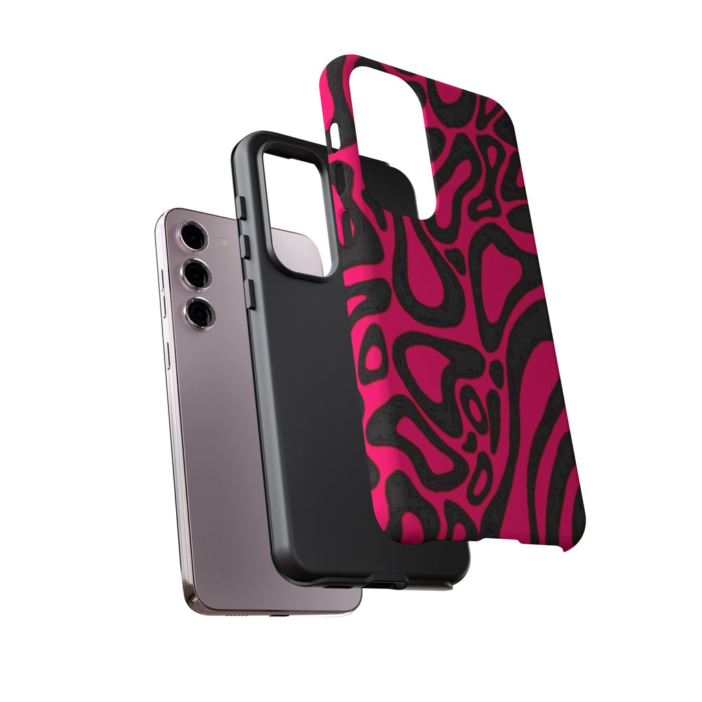 Bold Pink Patterned Phone Case, Stylish Tough Case, Trendy Accessory, Gift for Her, Tech Protection