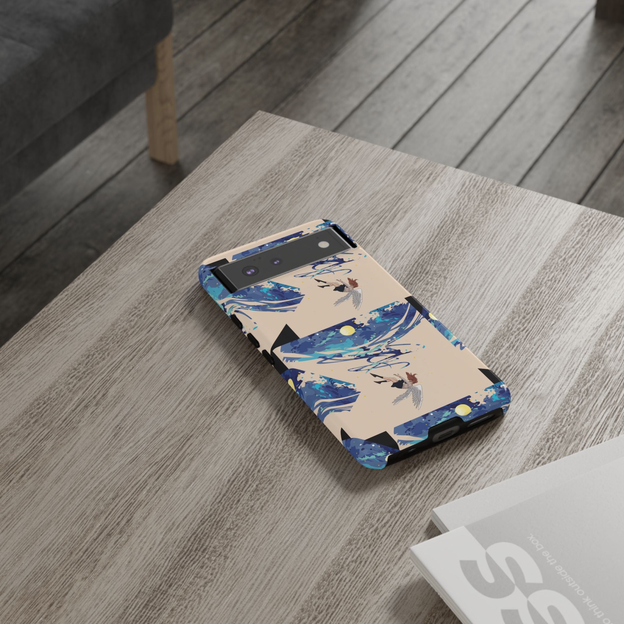 Artistic Phone Case with Abstract Design, Vivid Blue Waves and Fish, Stylish Phone Accessory, Unique Gift Idea, Trendy Tech Decor, [...]