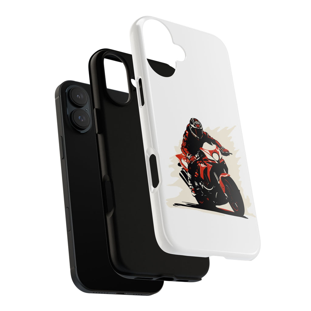 Motorcycle Phone Case, Tough Cases for Riders, Biker Accessory, Gifts for Motorcyclists, Red Bike Design