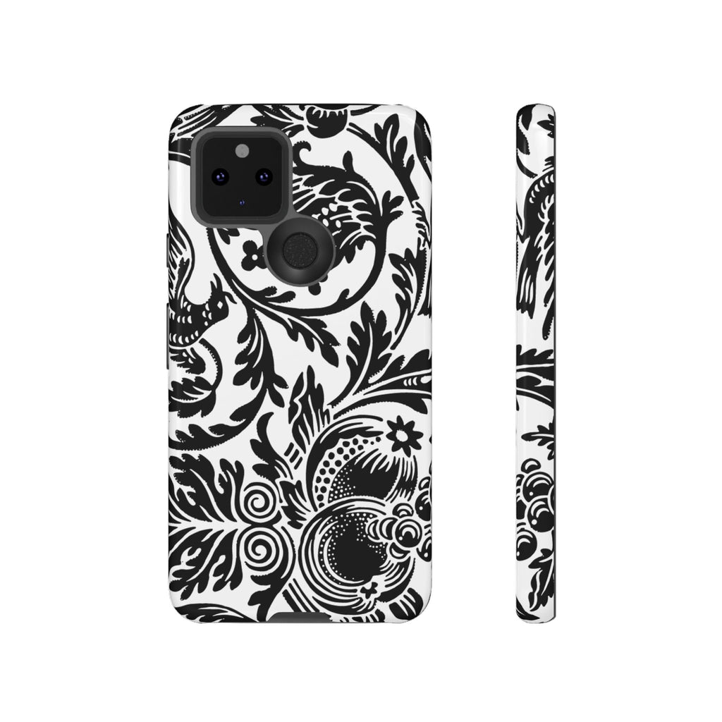Elegant Black Floral Phone Case, Tough Cases, Stylish Phone Protection, Gift for Her, Floral Design, Trendy Accessories