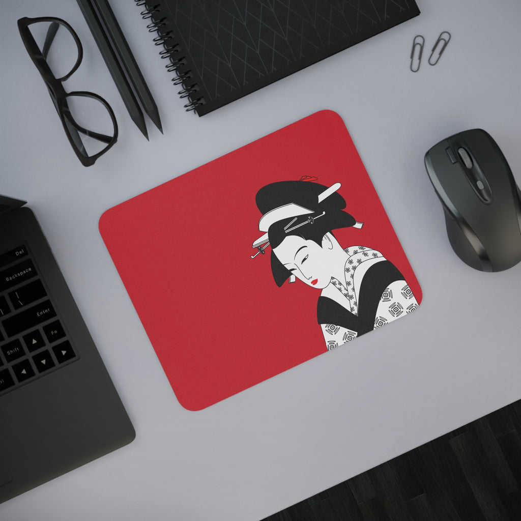 Elegant Geisha Desk Mouse Pad | Office Decor, Gift for Her, Japanese Art, Gaming, Work From Home Essentials