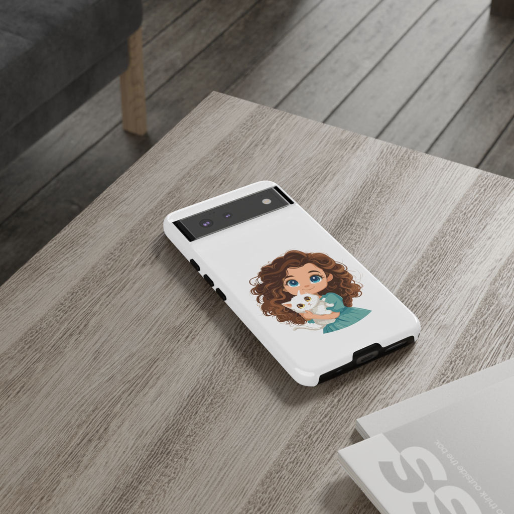 Cute Cat Lover Phone Case, Tough Phone Cover, Pet Lover Gift, Personalized Gift, Kids Phone Case, Animal Lover Accessories