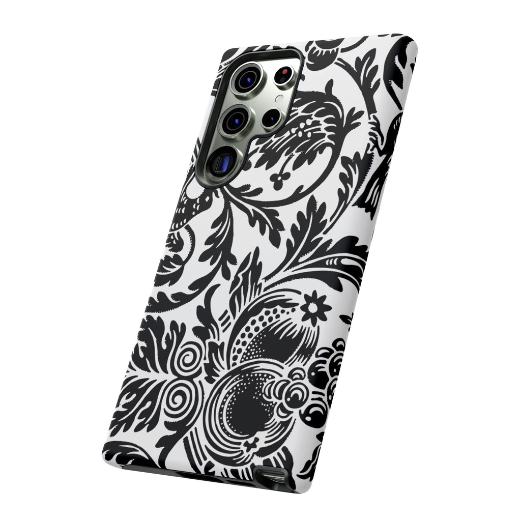 Elegant Black Floral Phone Case, Tough Cases, Stylish Phone Protection, Gift for Her, Floral Design, Trendy Accessories