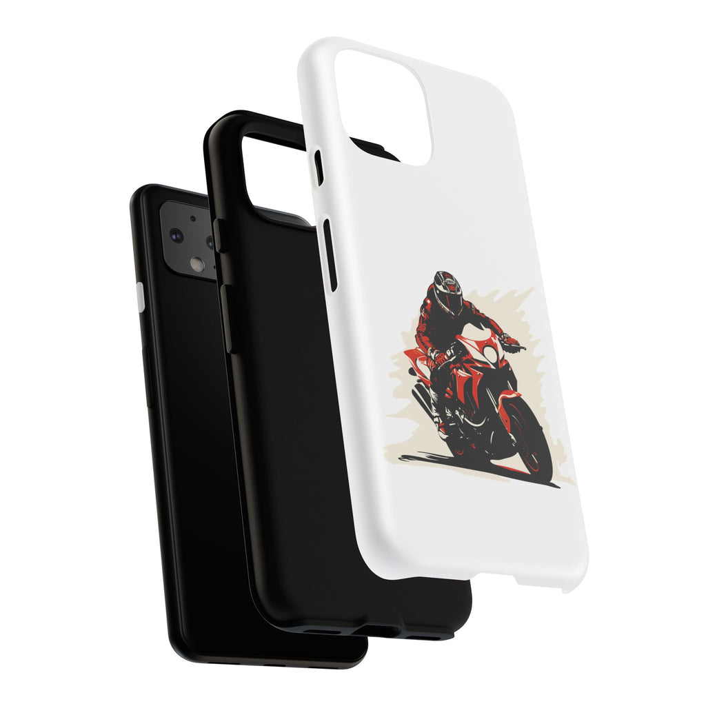 Motorcycle Phone Case, Tough Cases for Riders, Biker Accessory, Gifts for Motorcyclists, Red Bike Design