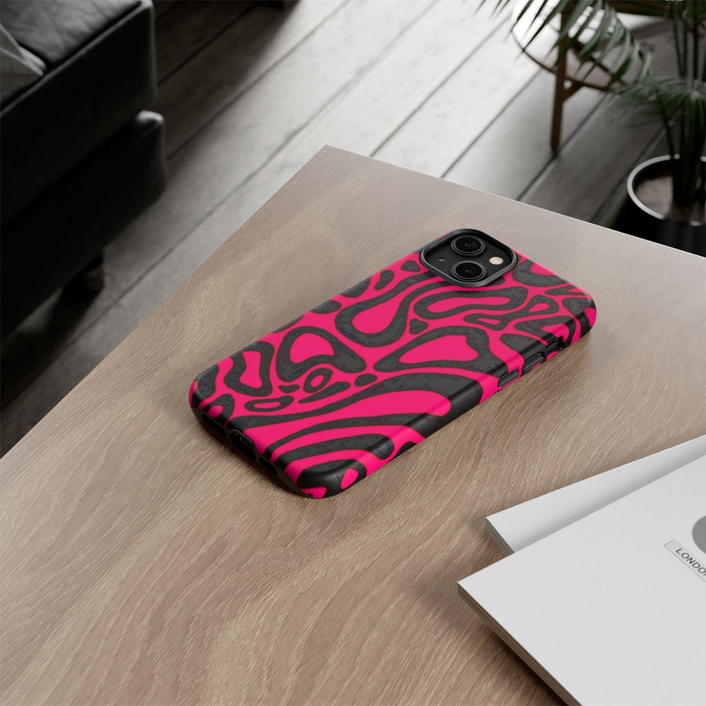 Bold Pink Patterned Phone Case, Stylish Tough Case, Trendy Accessory, Gift for Her, Tech Protection