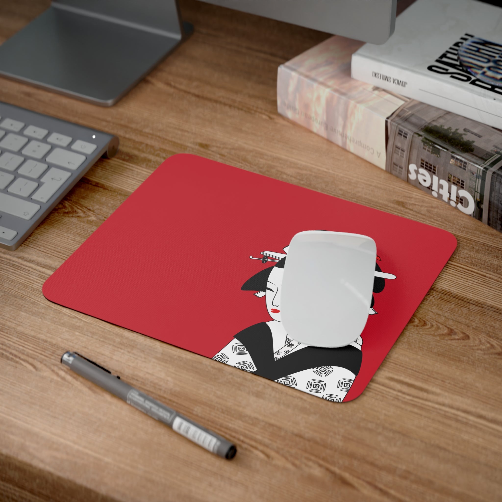 Elegant Geisha Desk Mouse Pad | Office Decor, Gift for Her, Japanese Art, Gaming, Work From Home Essentials