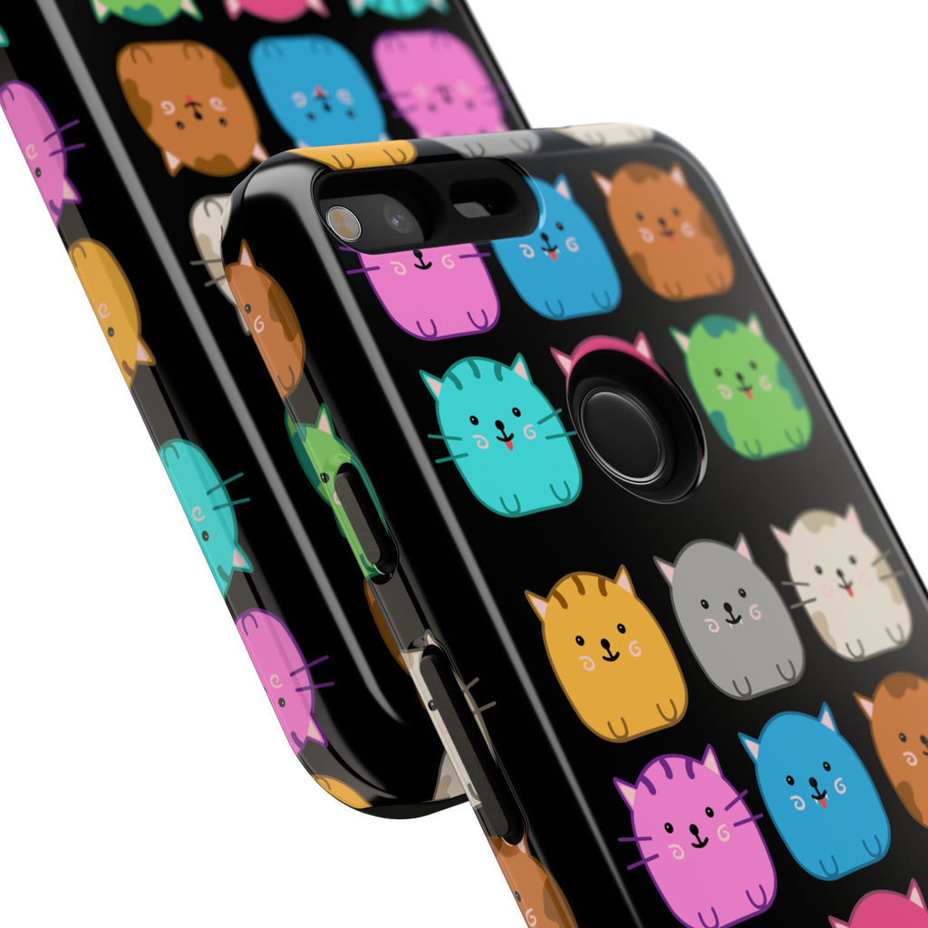 Cute Cat Phone Case, Kawaii Animal Lover Gift, Tough Phone Cover for Kids and Adults, Fun Cat Designs for Birthdays, Pet Lovers