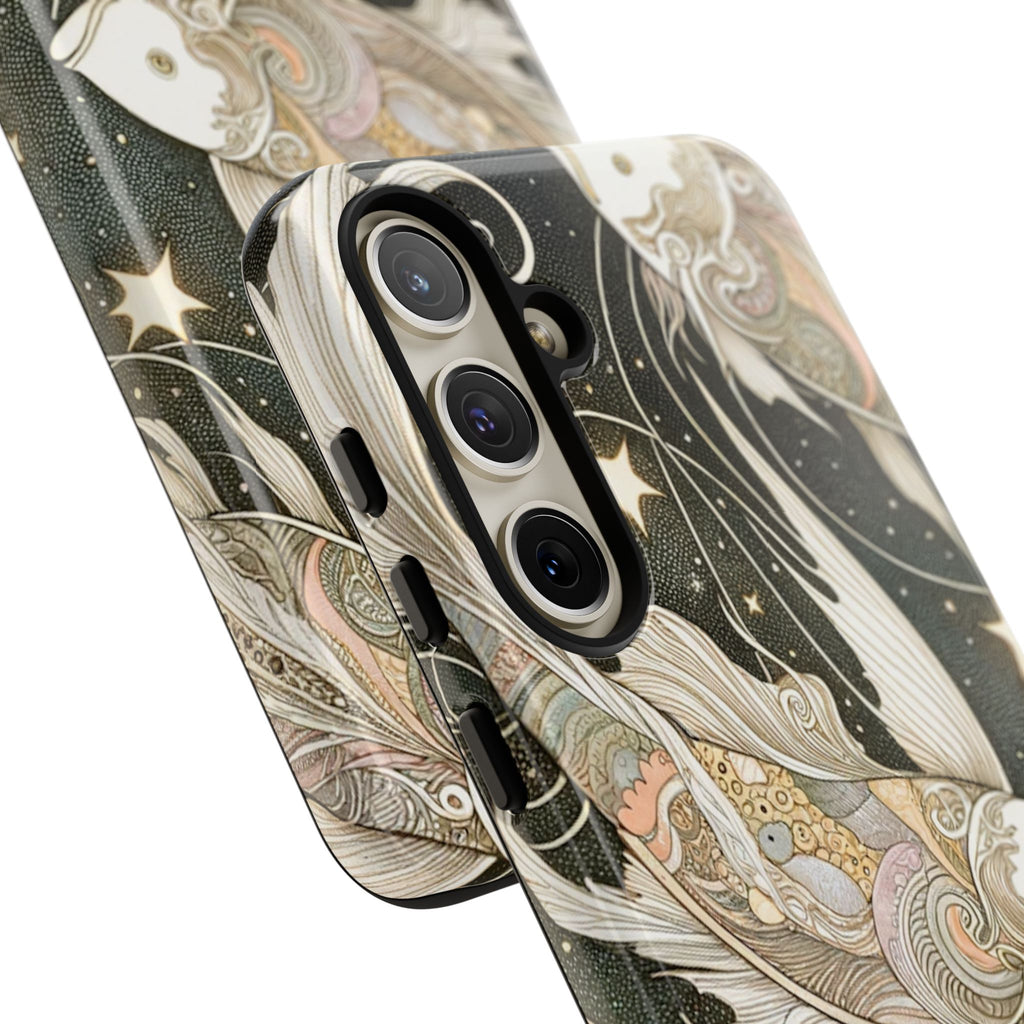 Artistic Phone Case, Cosmic Fish Design, Phone Accessory, Unique Gift, Zodiac Decor, Starry Night Vibes