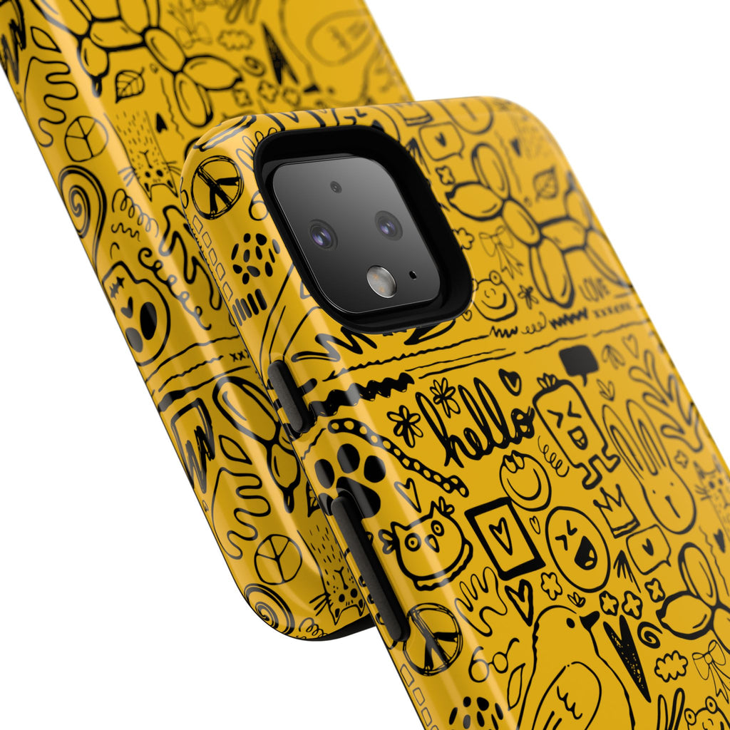 Vibrant Phone Case, Cute Yellow Floral iPhone Cover, Stylish Tough Case, Fun Phone Accessory, Perfect Gift for Teens
